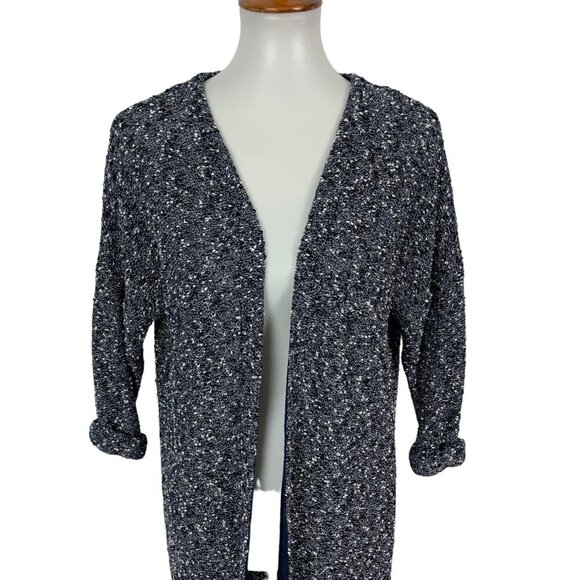 Dolan Left Coast Navy Boucle Knit Longline Open Cardigan Sweater Coat S Cozy - Picture 2 of 6
